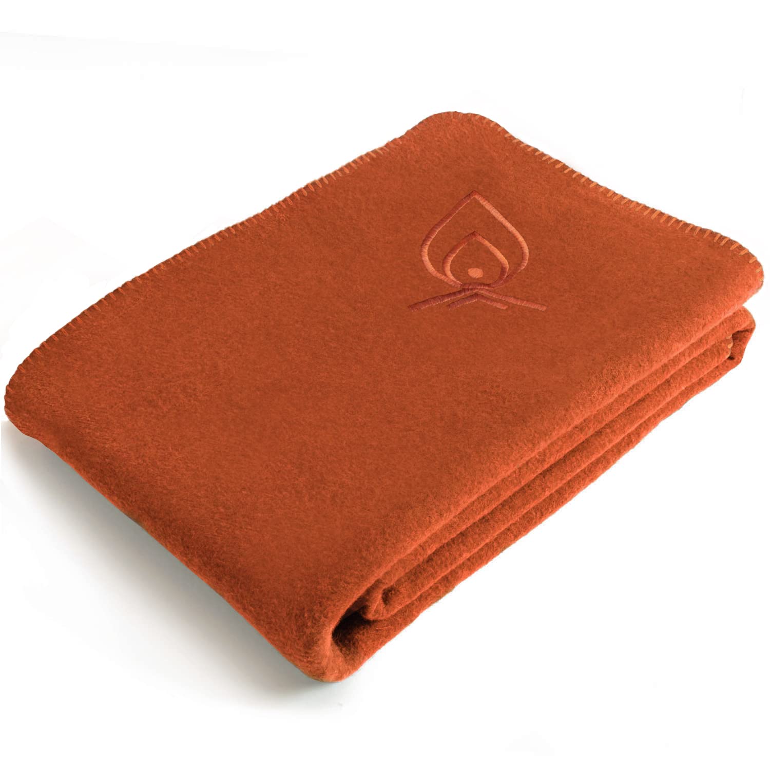 Photo 1 of Texas Bushcraft Merino Wool Blanket for Camping Hiking and Backpacking – Water Fire Resistant Camp Car is Fast-Warming Durable with Double-Stitched Edging (66” x 90”) Burnt Orange