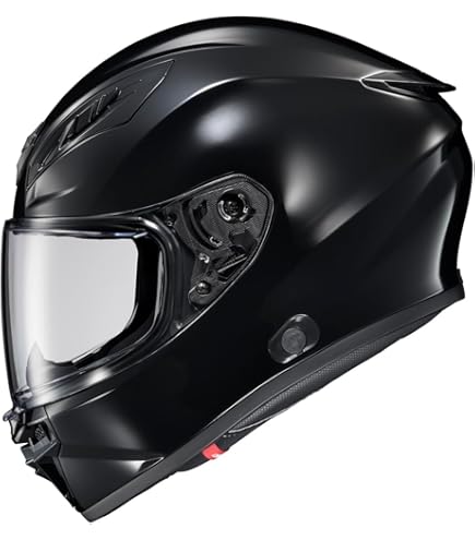 HJC C91 Solid Modular Motorcycle Helmet with HJ-17 Pinlock Shield, DOT Approved (Semi Flat Black, Large) : Automotive
