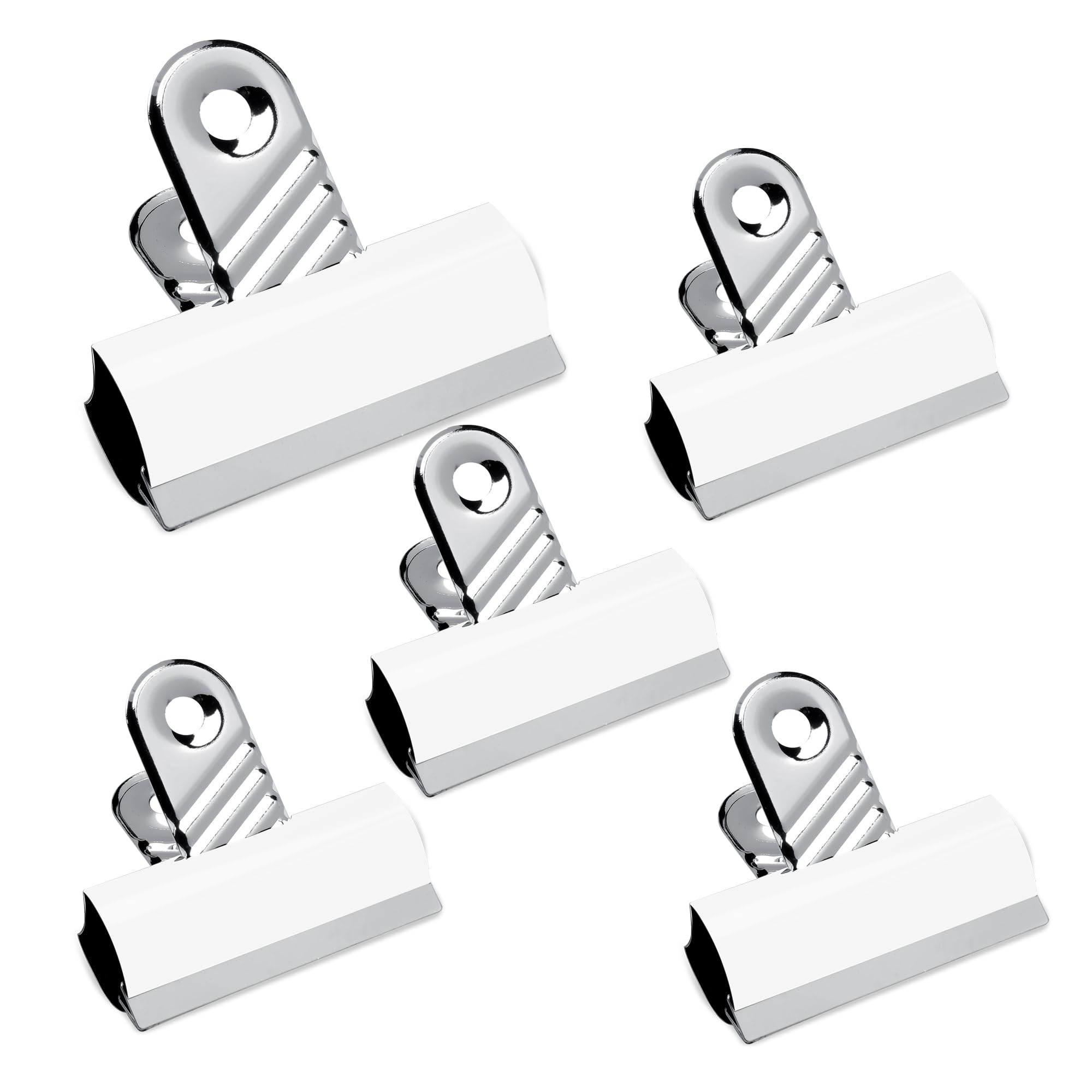 Pack of 5 x 70mm Jumbo Bulldog Letter Clips Grip Clips (White (Pack of 5))