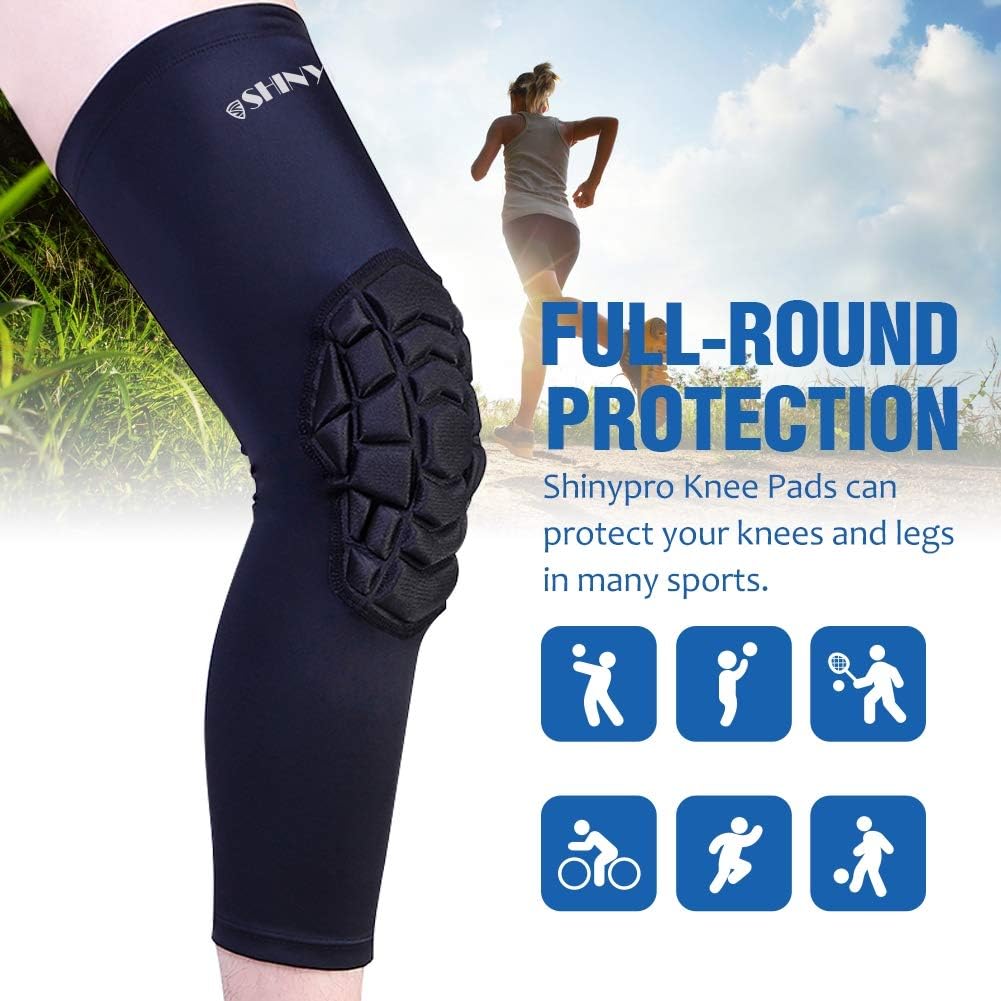 Basketball Knee Pads:ShinyPro 3D Honeycomb Shock Absorption EVA Pads, for Basketball Softball Baseball Football Volleyball, Kids Youth Girls Boys Women Men, 1 Pair : Sports & Outdoors