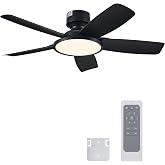 VONLUCE 42'' Ceiling Fan with Light, Quick Install Ceiling Fan and Remote | Black Ceiling Fan for Bedroom, 3CCT Color Memory, Full-Spectrum, 6-Speeds, Quiet Reversible DC Motor, Timer, Easy Install