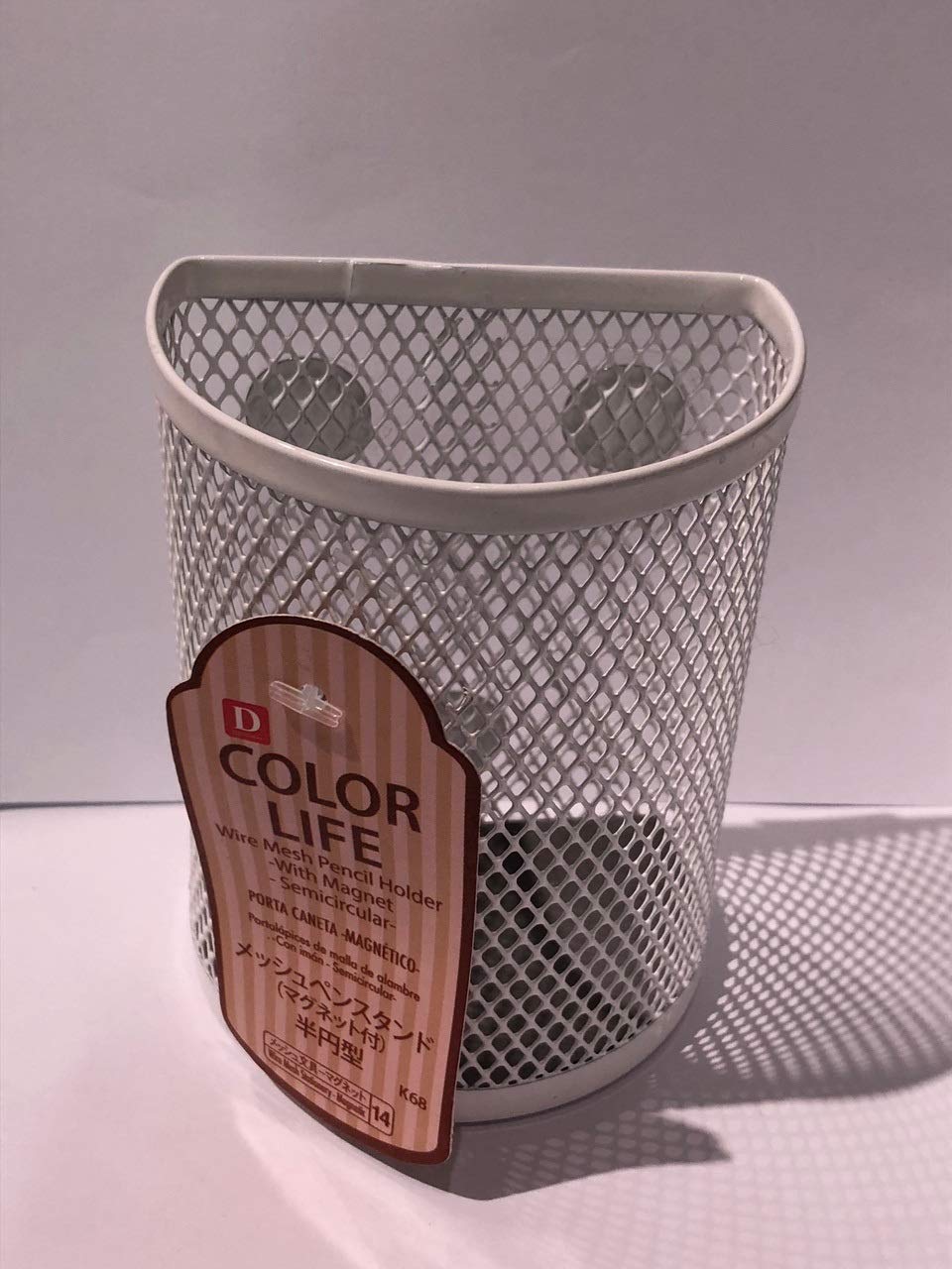 Daiso Half Moon Mesh Wire Pen Pencil Holder 9.5 x 5 cm White