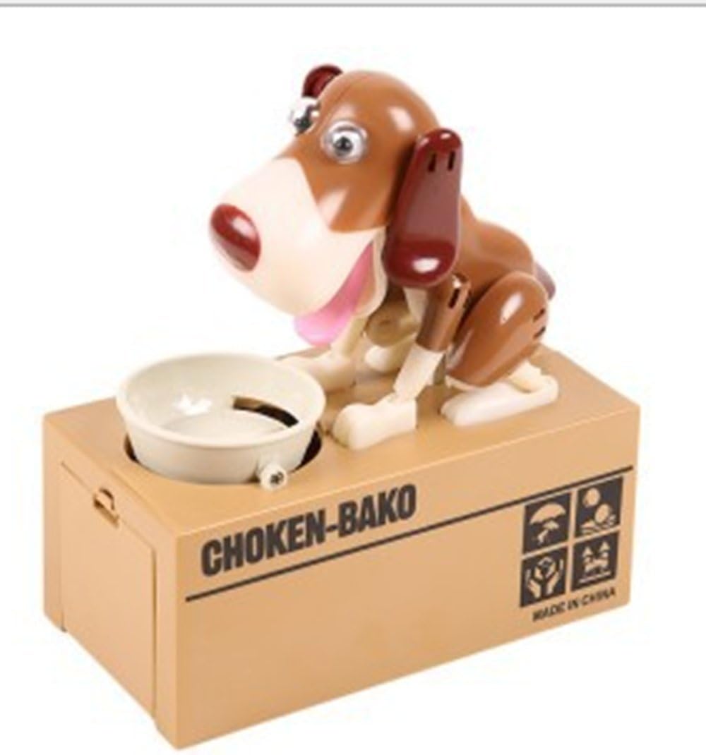eSmart Dog Style Coin Money Box Piggy Bank Collecting Saving Money Bank Panda Cat Mouse Piggy Bank (Brown/White Dog)