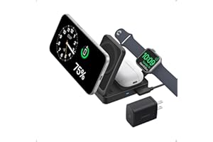 Anker MagGo 3 in 1 iPhone 17 Charging Station, MagSafe-Compatible Wireless Charger Stand, Qi2 Certified 15W Foldable Charger 