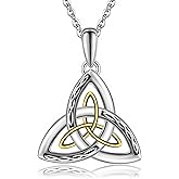 CHIC ARTSY 925 Sterling Silver Irish Trinity Celtic Knot Necklaces Oxidized Good Luck Triskele Celtic Knot Fine Jewelry Goddess Of The Moon Pendants Necklace For Women Grandma, Mom, Aunt, Sister, Niece