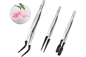 3 Pack Tweezers with Rubber Tips Set,Stainless Steel Industrial Tweezers Tools PVC Rubber Coated Tips,Straight Tip Flat Tip L