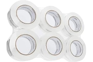 �鶹�� Basics Strong Plastic Adhesive Packaging Tape for Shipping, Moving and Storage, Water Base, Crystal Clear, Low Odor, 1