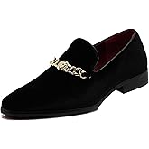 SP34 Men's Vintage Fashion Chain Buckle Dress Loafers Slip On Shoes Tuxedo Dress Shoes