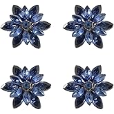 Jerler 4 Pcs Sliver Rhinestone Buttons Crystal Embellishments Sew on Clothing Buttons for Decoration and DIY
