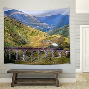 Glenfinnan Viaduct in Scotland - Fabric Wall Tapestry Home Decor - 51x60 inches
