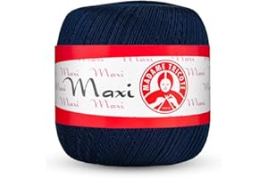 Maxi Madame Tricote Paris 100% Mercerized Cotton Yarn for Crochet and Knitting. NE 10/3 Nm 17/3 Suitable for All Crochet Techniques- Color Number 4909 Size No. 5. Black Iris (Pantone 19-3921)