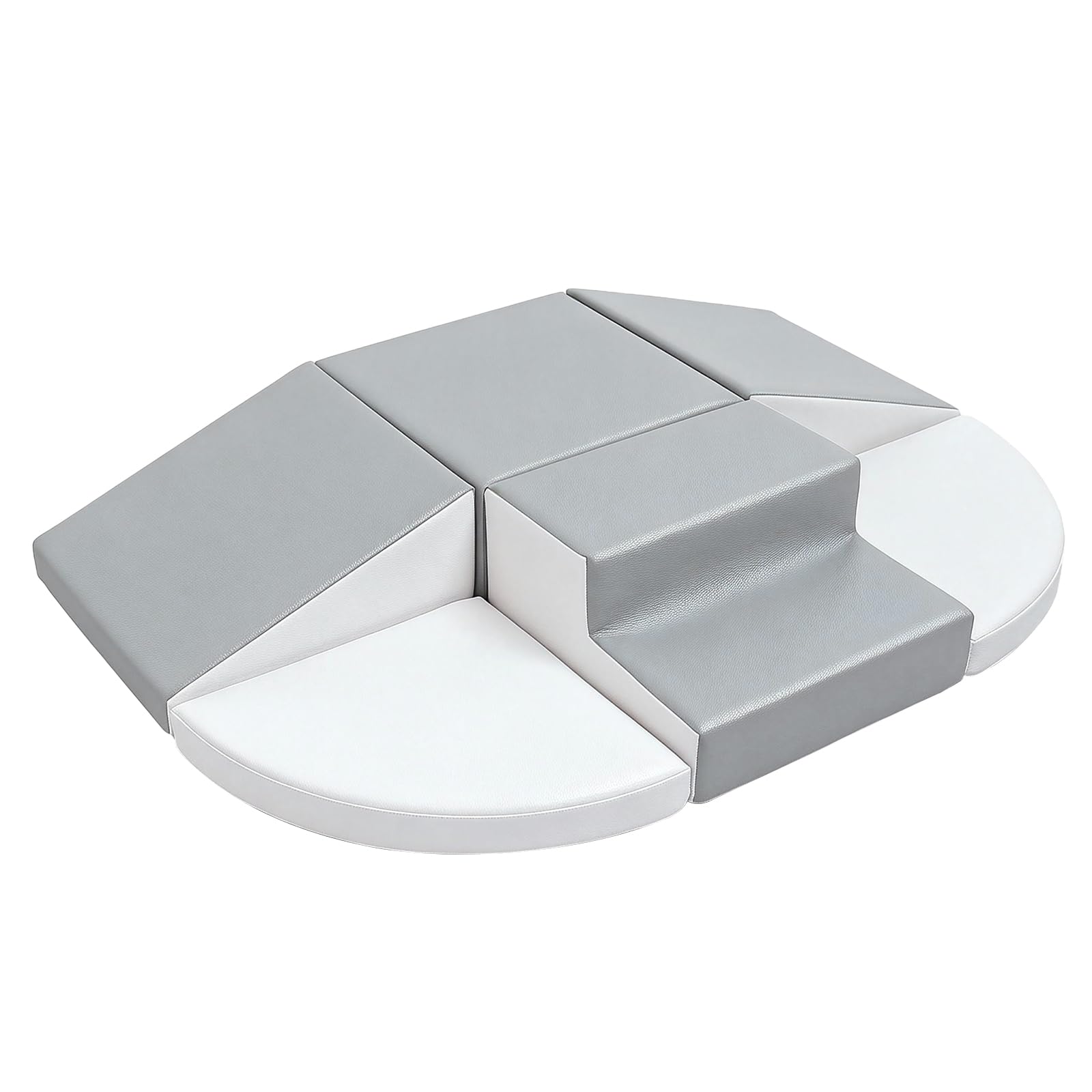 JungleDove Kids Soft Play Set Indoor - 6 PCS Foam Climbing Blocks with Slide & Stairs for Baby - Safe Educational Climbing Toys for Toddlers Motor Skills Development (Mouse Gray)