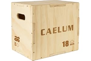 CAELUM 3-in-1 Wood Plyo Box - Non-Slip Plyometric Jump Box for Home & Gym, 400lbs Bearing Fitness Launch Box for Jumping Squats Step-ups Strength Training