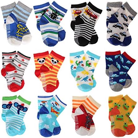 SDBING Baby's Boys Girls Toddler Cute 12-pair Thick Warm Cotton Socks (Anti-slip 1 to 3 Years Old)