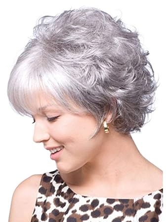 Amazon Com Menoqi Gray Wigs For Women Short Silver Gray Ladies