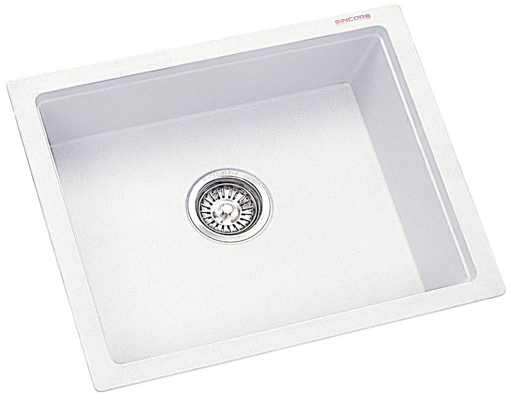 SINCORE Quartz Kitchen Sink, 21X18X8inch (White) Amazon.in Home