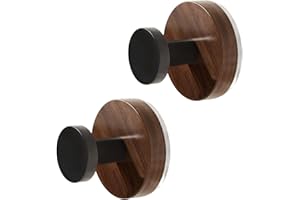 2-Pack Black Wood Grain Suction Hooks, 11LB Heavy Duty Shower Towel Holder, No Drill Waterproof Wall Hanger for Glass & Tile