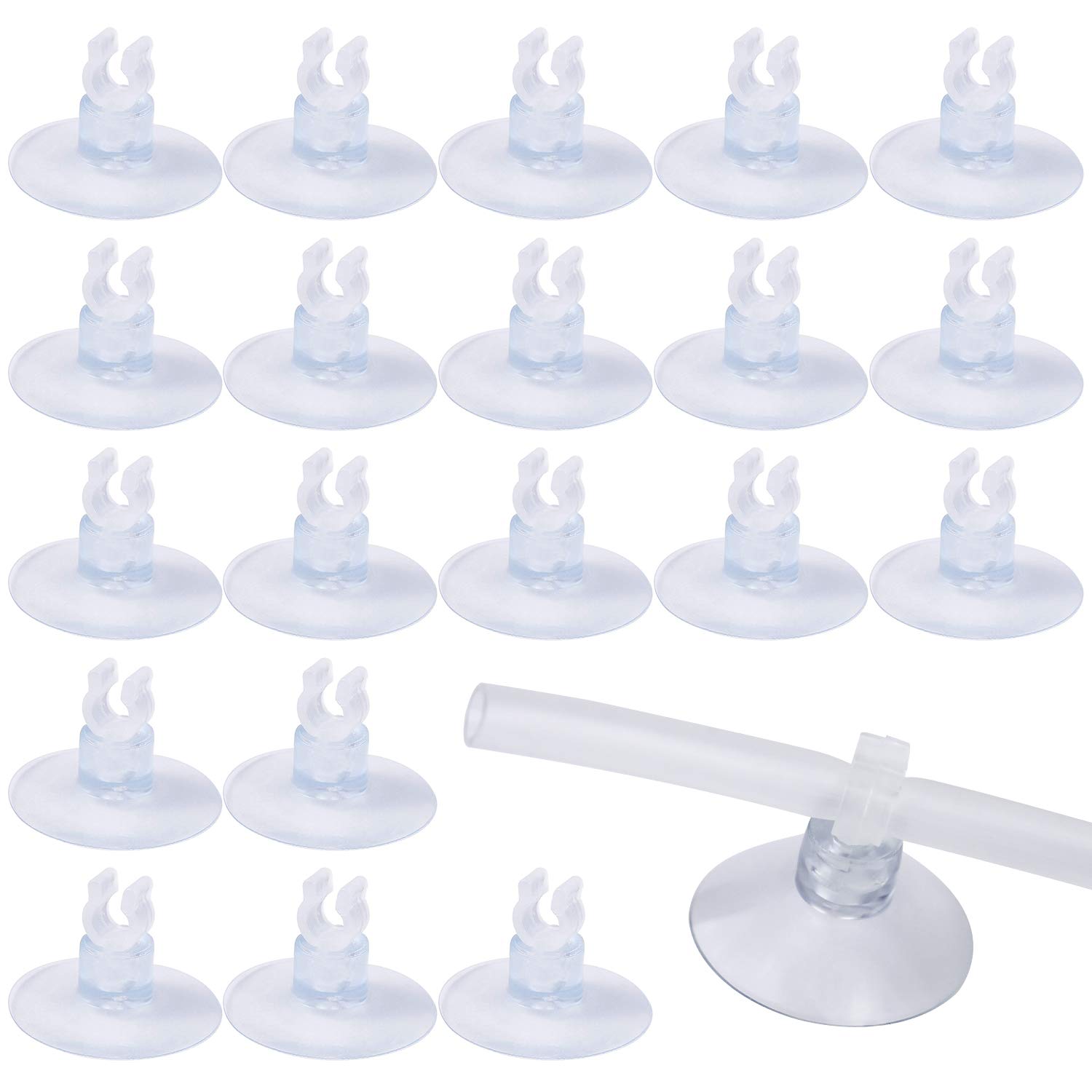 Zaleonline 20 PCS Air Pipe Suckers Cup Aquarium Airline Suction Cups Clips for Fish Tanks Pump Tubing Clear Holders Clamps - Suitable for 0.5mm Tube
