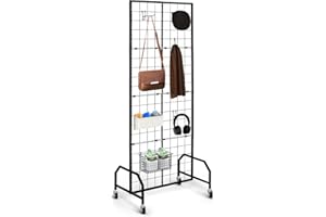 CFH-ALLEZ Gridwall Panel Display Stand，Freestanding Double-Sided Display Rack，Heavy-Duty Mobile Wire GridWall Display Rack，Easy disassembly，Ideal for Home, Retail, Trade Shows, Craft Display Stands (1Pcs)