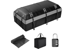 OUTMAX Car Rooftop Cargo Carrier Bag, 30 Cubic Feet Car Roof Soft-Shell Luggage Bag for All Vehicles with/Without Racks, Include Luggage Lock, 2 Reinforced Straps, 6 Door Hooks, Anti-Slip Mat (Grey)