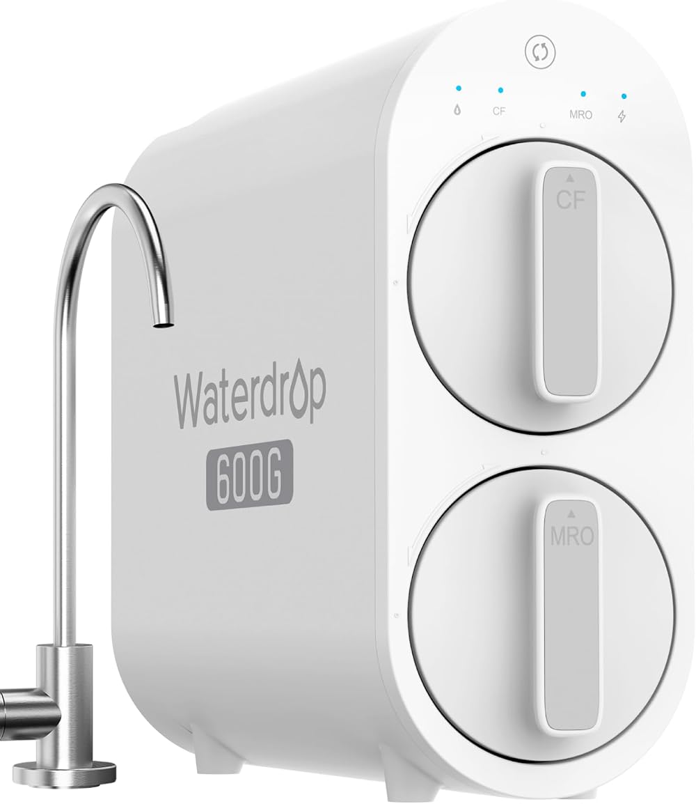 Waterdrop RO Water Filtration System G2 P600 Tankless 600 GPD Brushed Nickel
