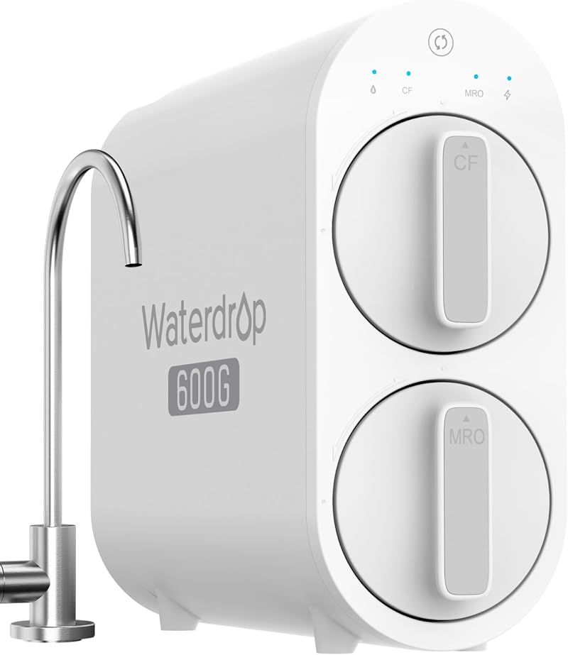 Waterdrop RO Water Filtration System G2 P600 Tankless 600 GPD Brushed Nickel