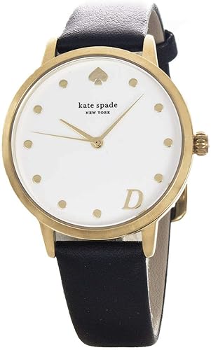 Amazon Com Kate Spade New York Women S Metro Ksw9009 Monogram D White Dial Black Leather Strap Watch Ksw9009d Watches