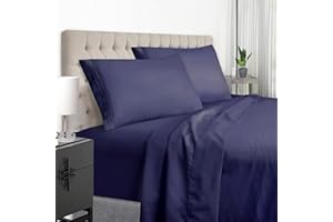 EaseHome Navy Blue Luxury King Bed Sheets Set -1800 Thread Count Deep Pocket to 18 inches Mattress 4 Piece - Premium Bedding Sheets & Pillowcases Collection - Extra Soft