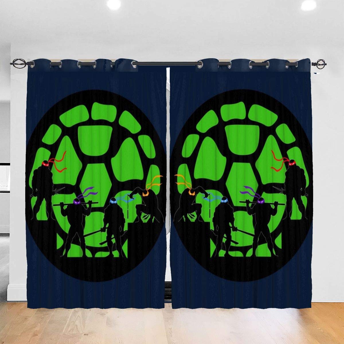FDASLJ Customized Blackout Window Curtains Ninja Turtles Shell Silhouettes TMNT Grommet Thermal Insulated Room Darkening Drape for Bedroom Living Room 52 X 72 Inch, 2 Panels