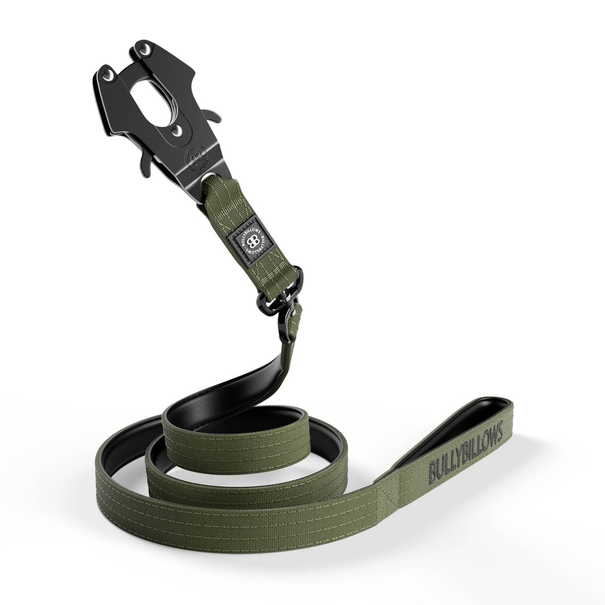 BullyBillows Anti-Tangle Swivel Combat Dog Lead | Padded Handle For Easier Walks | Anti Tangle & Pressure Tested Dog Lead | Suitable For All Dog Breeds - Khaki