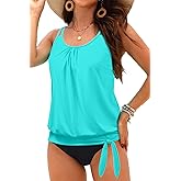 Women Blouson Tankini Top Only - Loose Fit Swim Top Bathing Suit No Bottom Modest Swimsuit Swim Tank Top 2025