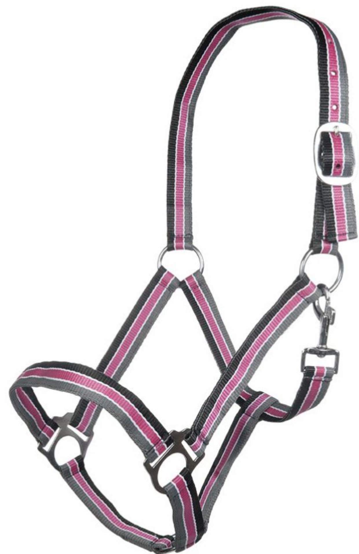 HKM 4057052243097 Headcollar Geneva 8523 Black/Red/Greywarmblood