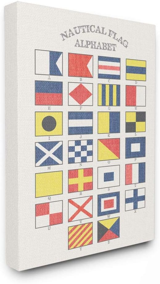 Paintings - Stupell Industries Nautical Flag Alphabet Canvas Wall Art, 16 x 20, Design by Artist Daphne Polselli