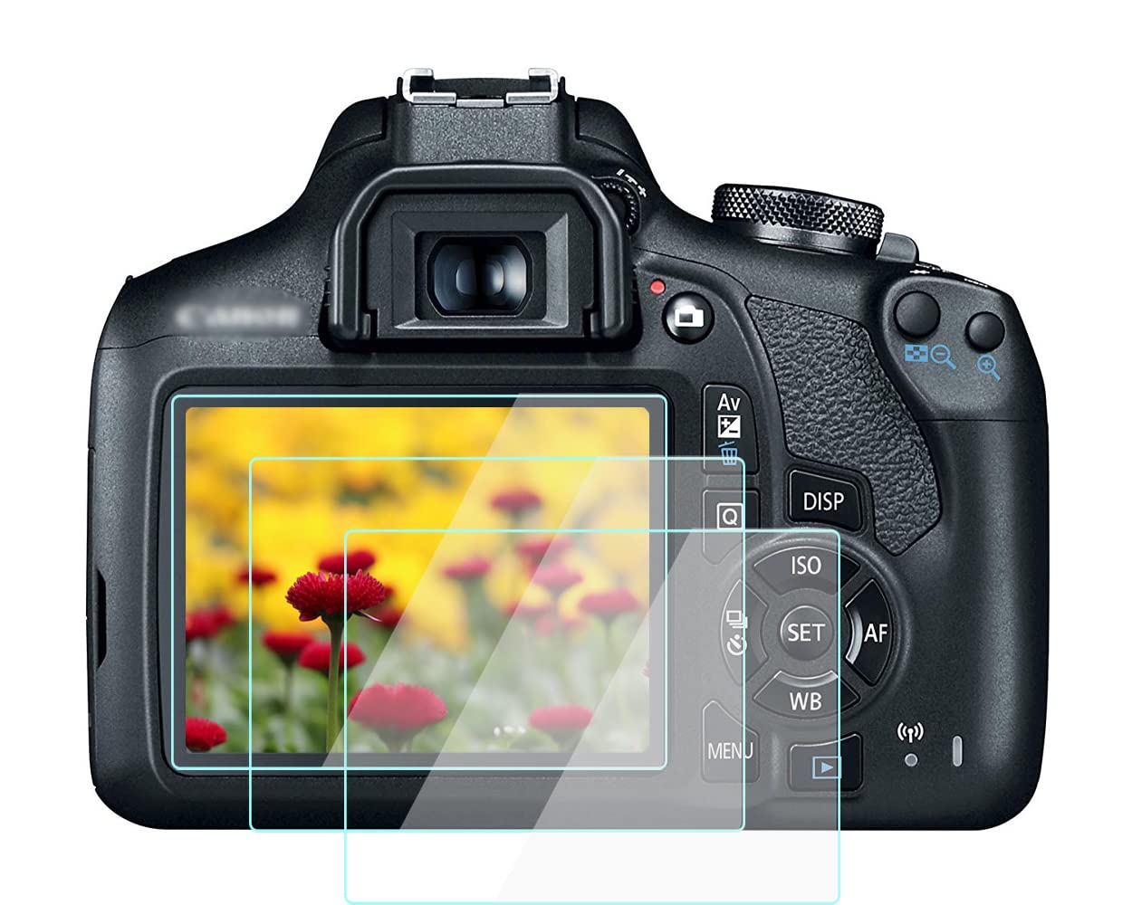 2000D Screen Protector Compatible for Canon EOS 2000D 1500D 1300D Camera, 9H Tempered Glass Anti-Scrach Anti-Bubble Anti-Dust 3-Pack