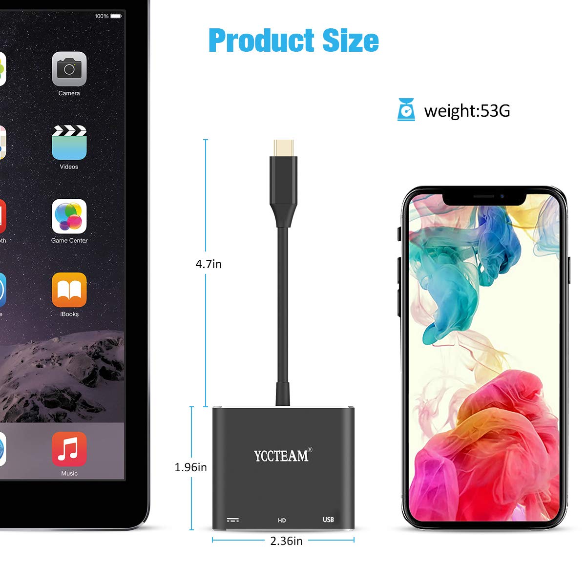 Y Team HDMI TV Adapter for Nintendo Switch, USB Type C to HDMI Adapter Multiport Hub, Portable 4K HDMI Switch Dock for Samsung S8/S9 MacBook Google Pixel Travel TV Docking Station