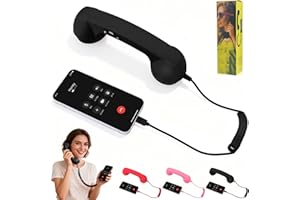 MEIAID Retro Phone Handset, 2026 New Retro Style Type-C Phone Handset,Vintage Wired Plug in Handheld Cell Phone Receiver with Microphone, Suitable for Cell Mobile Video Conferences,Calls,Meetings (Black)