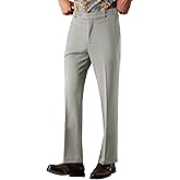 PASLTER Mens Bell Bottom Pants 70s Disco Outfits Vintage Bootcut Trousers Slim Fit Flared Pants Light Gray