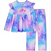 Nidoul Girls Pajamas Long Sleeve, Unicorn Pajamas Set Toddler Pjs PJ Sleepwear Casual Wear for Kids 3-10 Years
