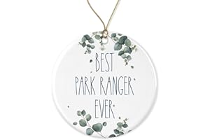 DiandDesignGift Park Ranger Ornament, Best Park Ranger Ever Ornament, Best Park Ranger Christmas Ornament, Birthday Gift, Anniversary, Christmas Ceramic Ornament Printed on Both Sides, White