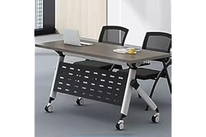 HSHBDDM Folding Conference Table, Meeting Tables, Mobile Seminar Tables with Caster Wheels, Suitable for Offices, Classrooms, Training Room