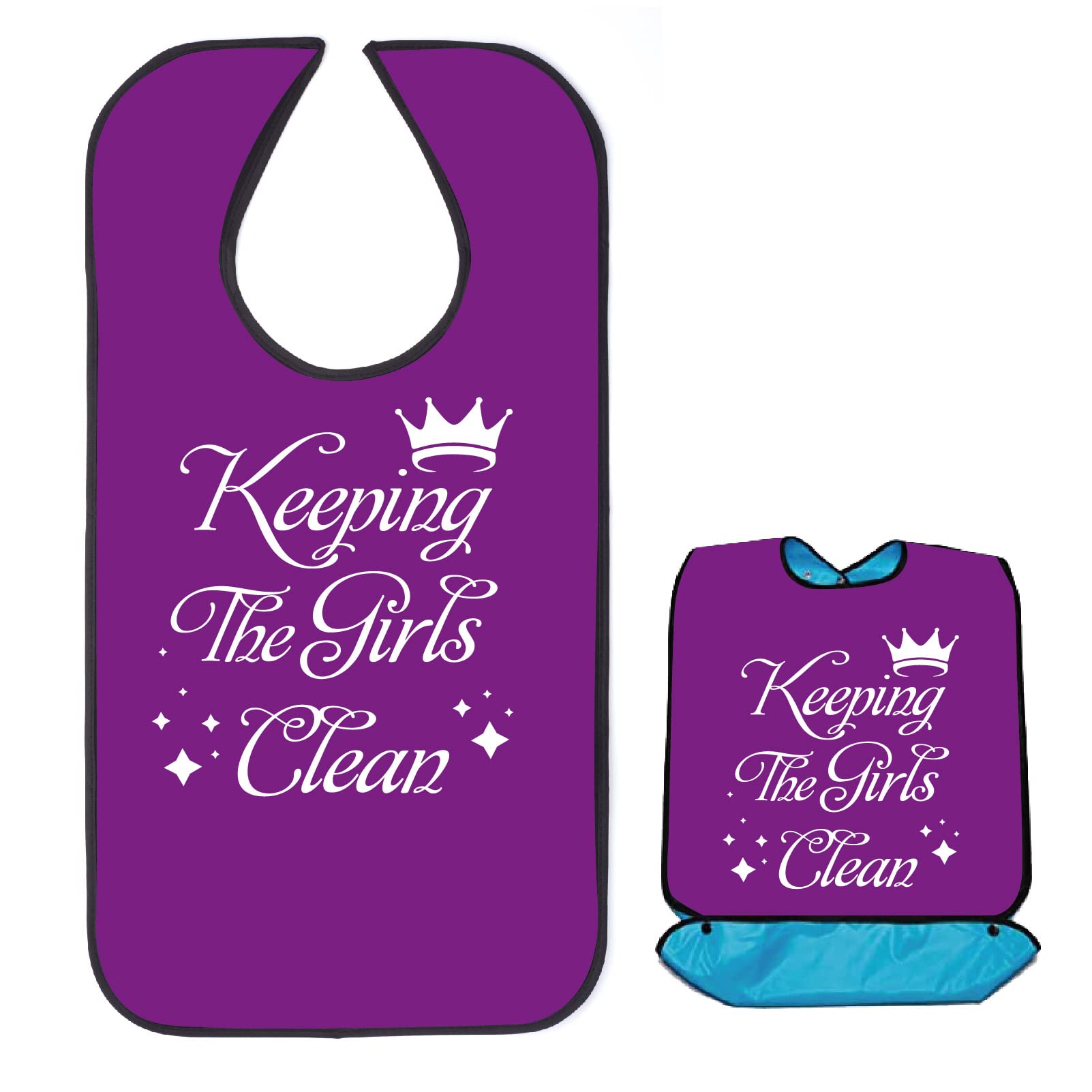 CREATCABIN Keeping The Girls Clean Adult Bibs for Elderly Waterproof Washable Bib with Crumb Catcher Canvas Reusable Dining Clothing Protectors for Women Hospital Bed Table Eating 34 x 18 Inch