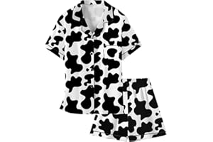 SCHBBBTA Girls & Womens Satin Pajamas Set, Silk Button-Down Sleepwear 2 Piece Nightwear, 3 Years - Women XXL