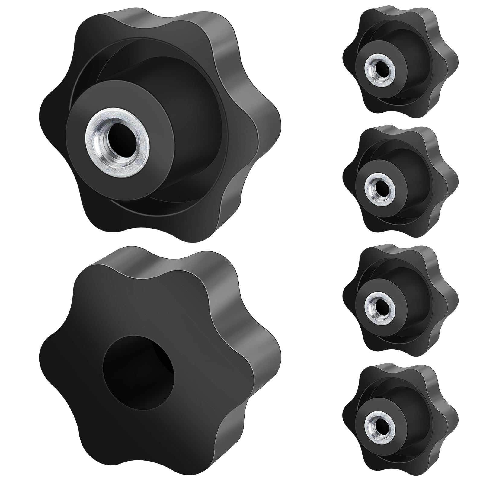 Caianwin M8 Clamping Nuts 6Pcs Knob Grip Screw,Plastic Star Nuts For Machines And Systems, Furniture, Machine Tools, Fitness Equipment