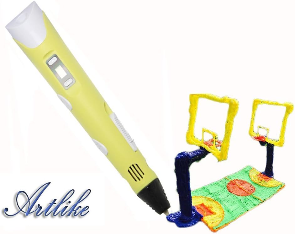 Artlike 3D Printing Pen Intelligent 3D Drawing Pen Toys with LED Screen Children Model Making Printer Pen(Yellow)