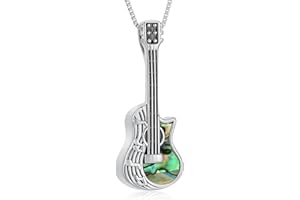 XSMZB Guitar Urn Necklace for Ashes for Women Men Abalone Shell Cremation Jewelry Human Pet Ashes Keepsake Pendant for Guitar