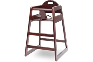 L.A. BABY Wooden High Chair for Baby & Toddler – Restaurant-Style Stackable HighChair with Commercial Grade Solid Wood for Dining Table & Kitchen – Compact & Portable Design for Home & Restaurant Use - Cherry