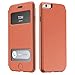 iPhone 6 leather case,[Shockproof] ZVE iphone 6s flip Stand Window Open Case Cover for apple iPhone 6/6s 4.7 brown