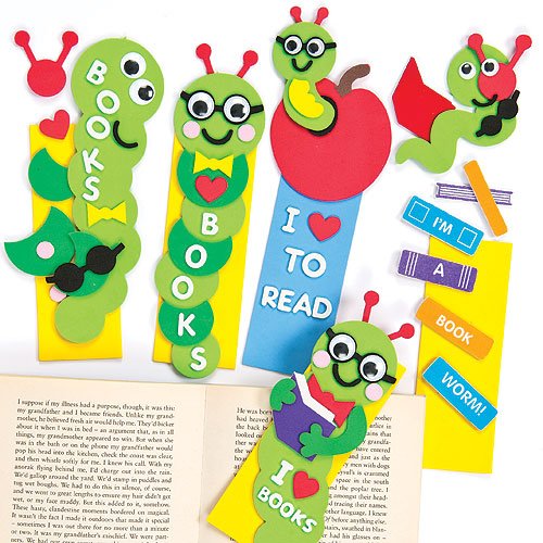 Baker Ross Foam Bookworm Bookmark Kits (Pack of 4) For Kid to Make and