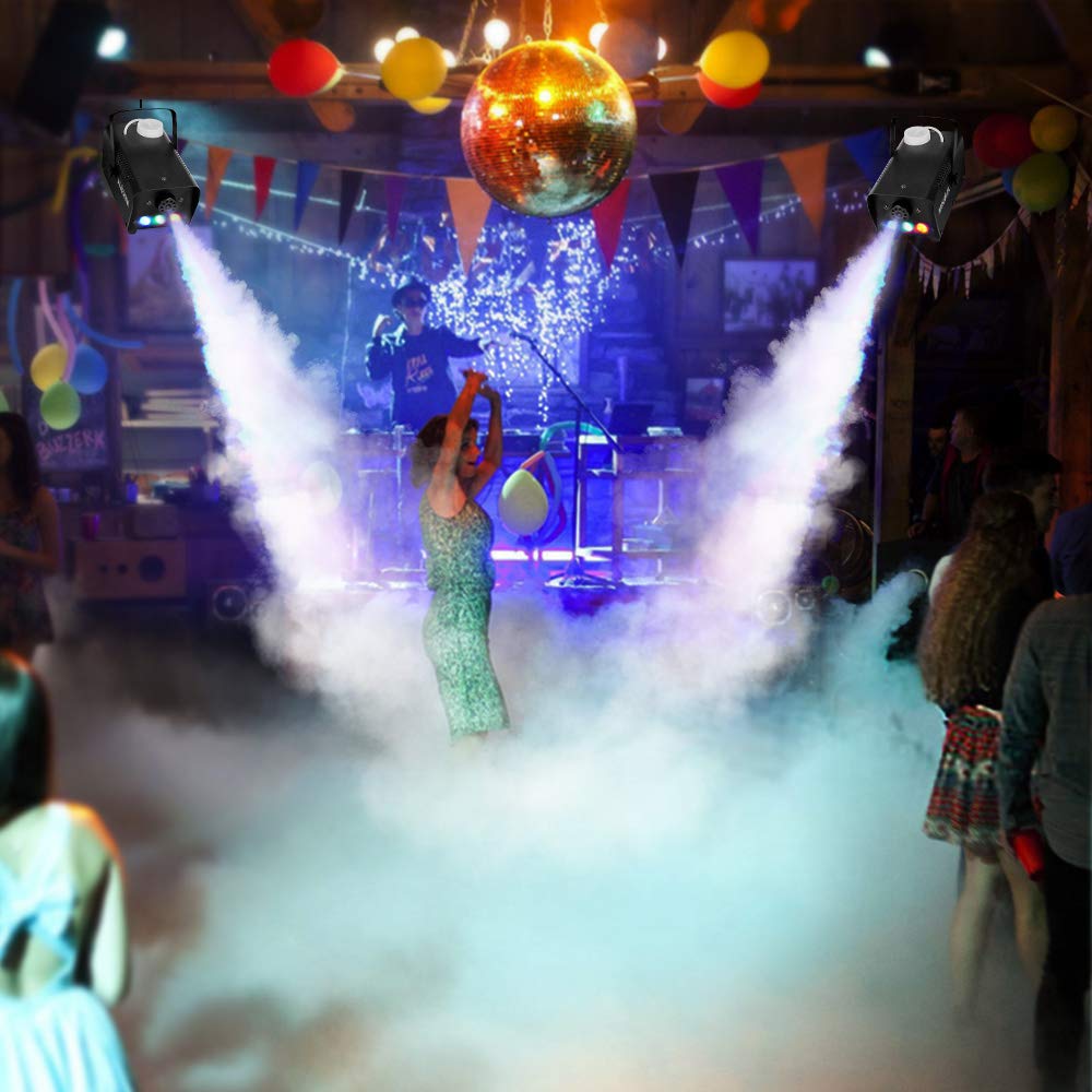 Halloween Fog Machine - MOSFiATA 500W Professional Multi-color Smoke Machine with 3 LED Lights ON/OFF and Wireless Remote Control, 2000 CFM Huge Fog for Holidays Parties Weddings Stages etc.