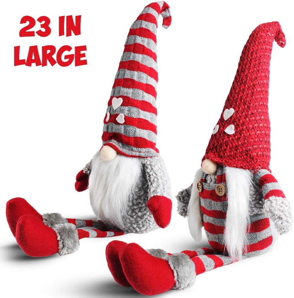 Amazon Com Meriwoods Plush Tomte Gnome 23 Inches Swedish Nisse With Dangled Feet Scandinavian Christmas Decorations Santa Doll Ornaments For Nordic Holiday Decor Xmas Gift For Family Friends Kids Home Kitchen